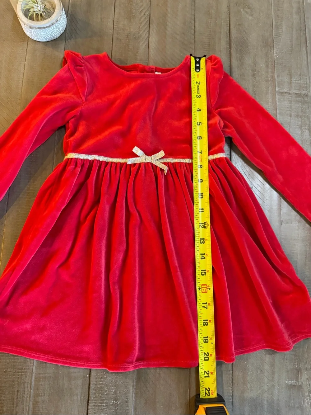 OshKosh B'gosh Red Velvet Dress with Gold Bow